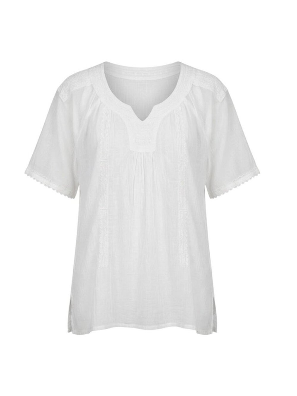 Advance White Embroidered 100% Cotton Boho Blouse Size 2X